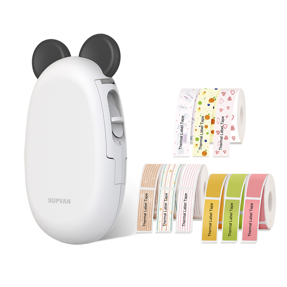 Label Printer E10 - Thermal, 4.5x18x11 Cm, Cute Multi-color Design | Wireless Bluetooth, Portable, Customizable Ears And Patterns