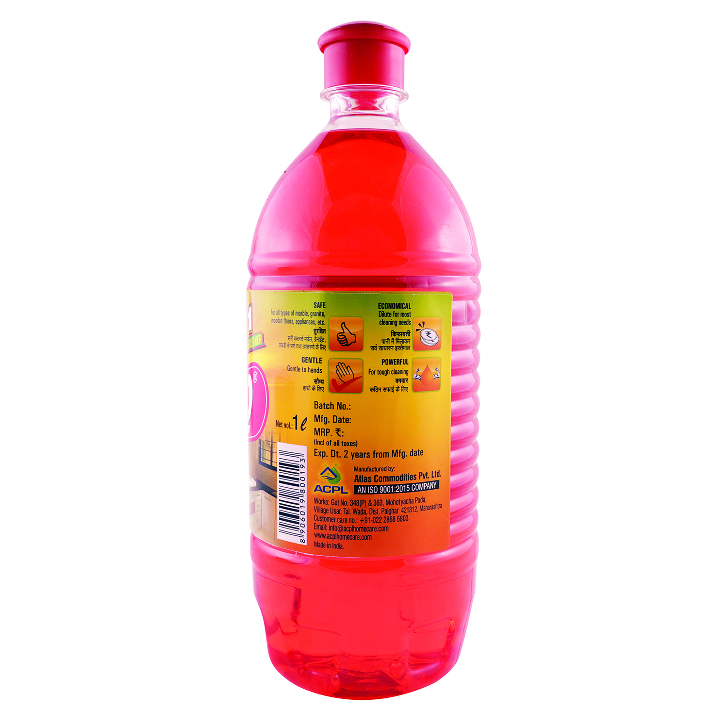 3in1 Cleaner - Plastic Bottle, 1 Liter | Orange Color, Floor + Surface + Dish Cleaner, Lime Fragrance, 2-year Shelf Life