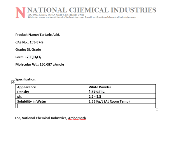 White Tartaric Acid