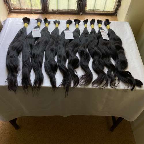 Natural Black Indian Raw Bulk Hair Curly/Straight/Wavy Human Hair