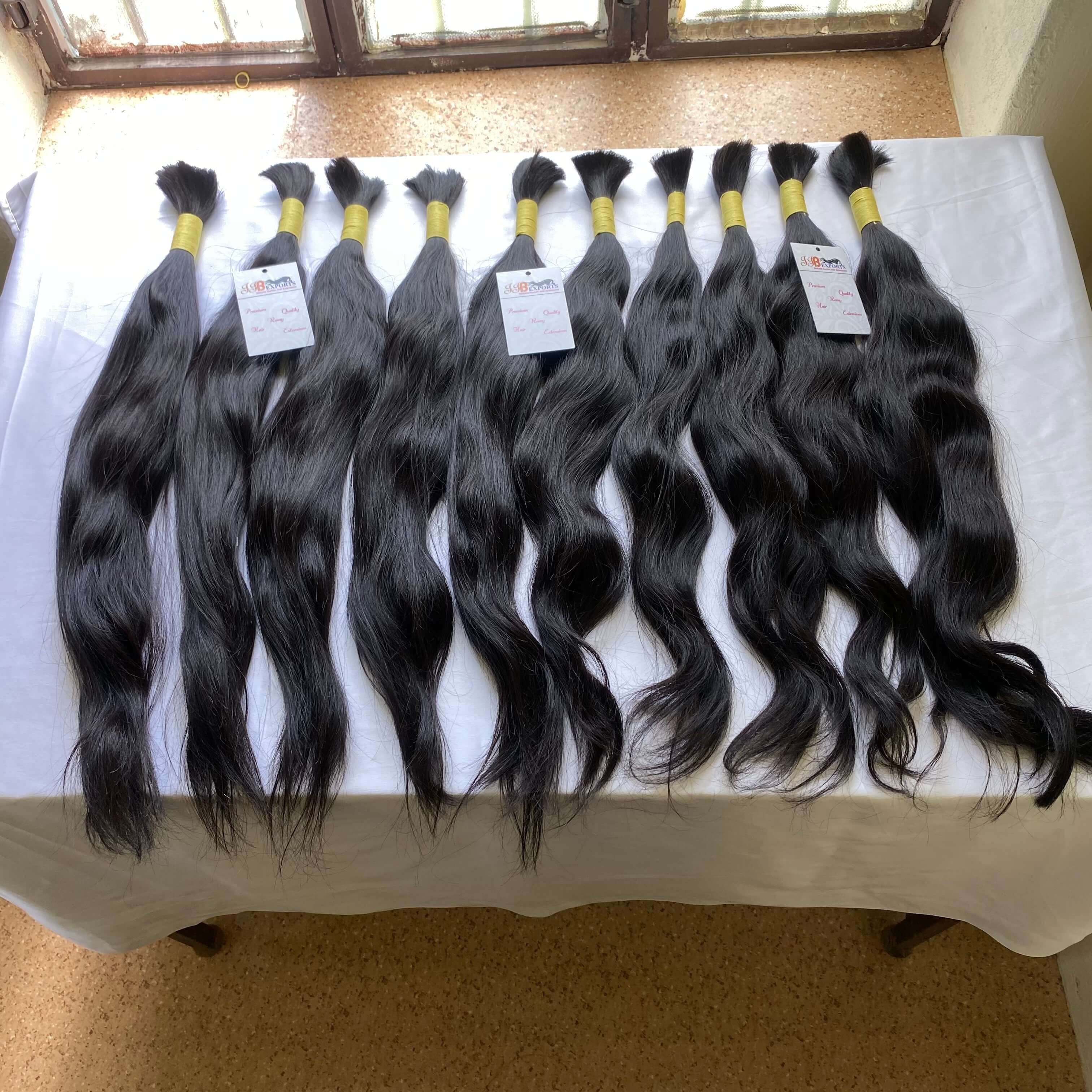 Indian High Quality 100% Natural Raw Virgin Wavy/straight Human Bulk Hair Extensions