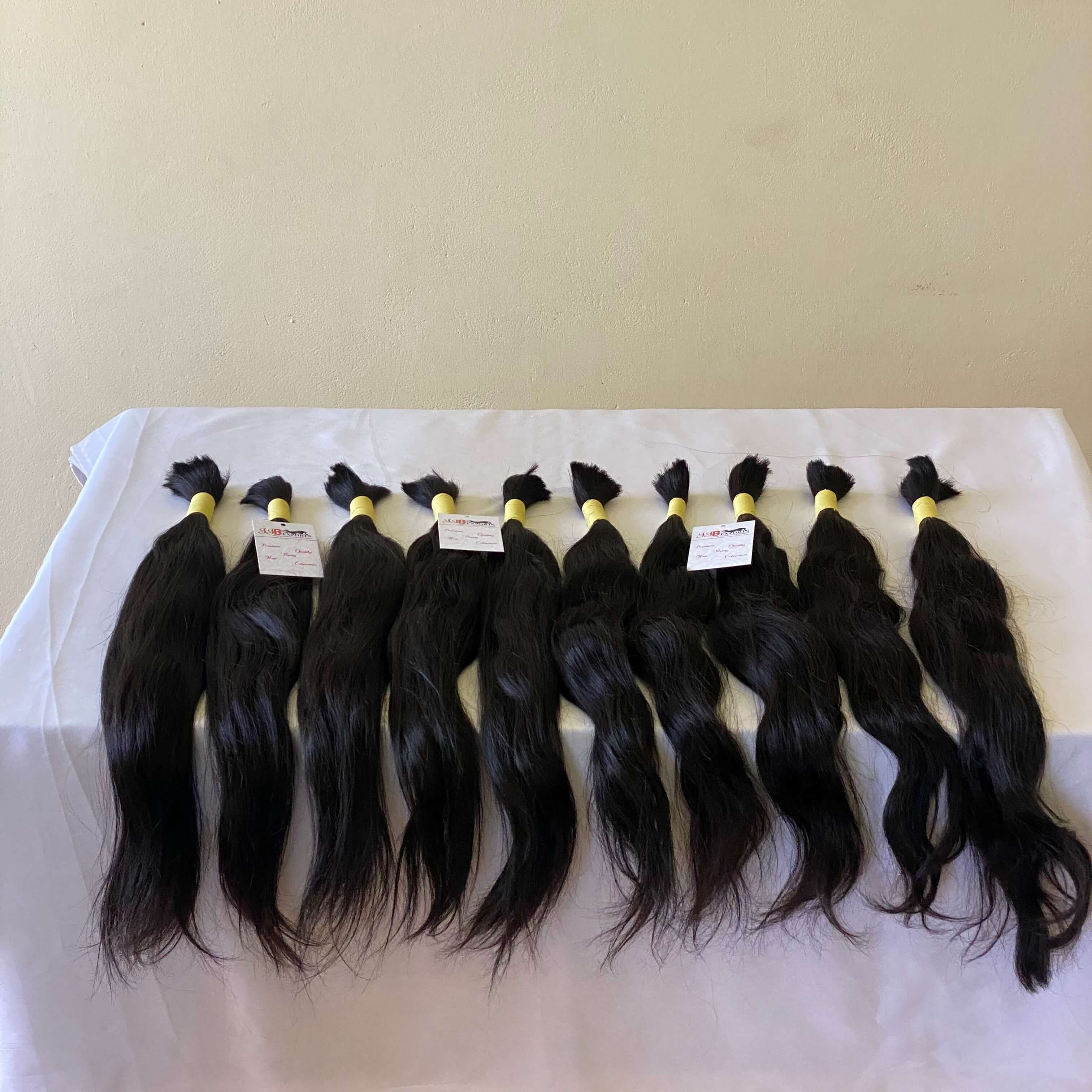 Wholesale Single Drawn Indian Raw Virgin Remy Human Hair Bulk For Braiding - Color: Natural Black