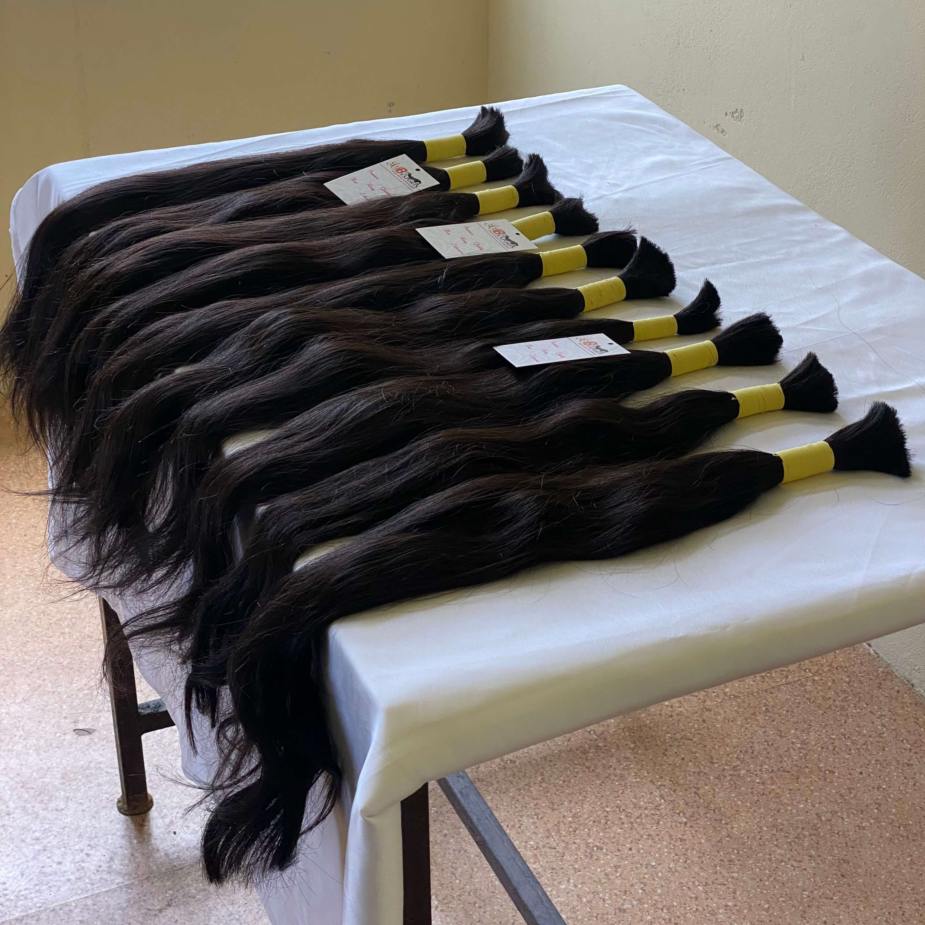 Wholesale Single Drawn Indian Raw Virgin Remy Human Hair Bulk For Braiding - Color: Natural Black
