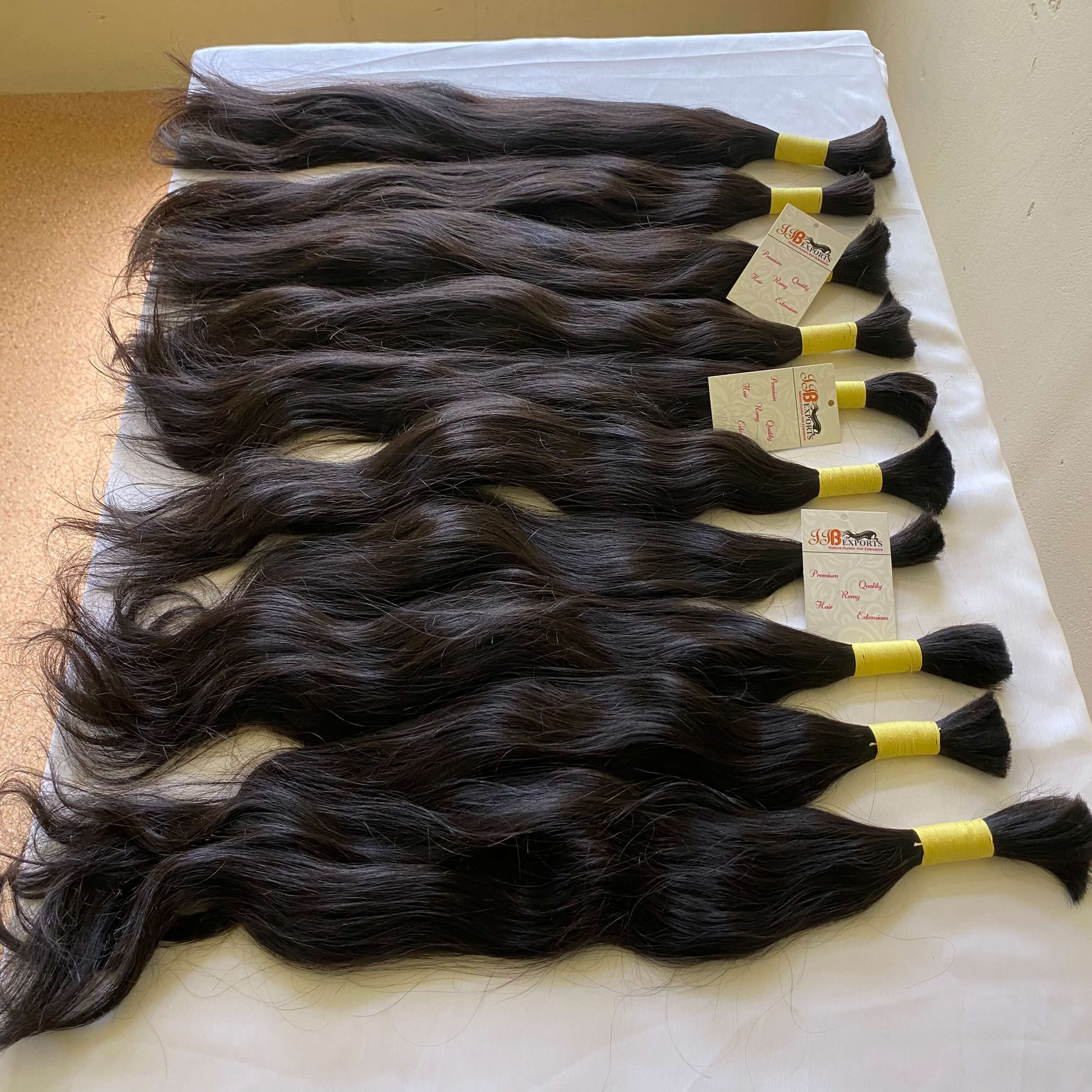 Wholesale Single Drawn Indian Raw Virgin Remy Human Hair Bulk For Braiding - Color: Natural Black