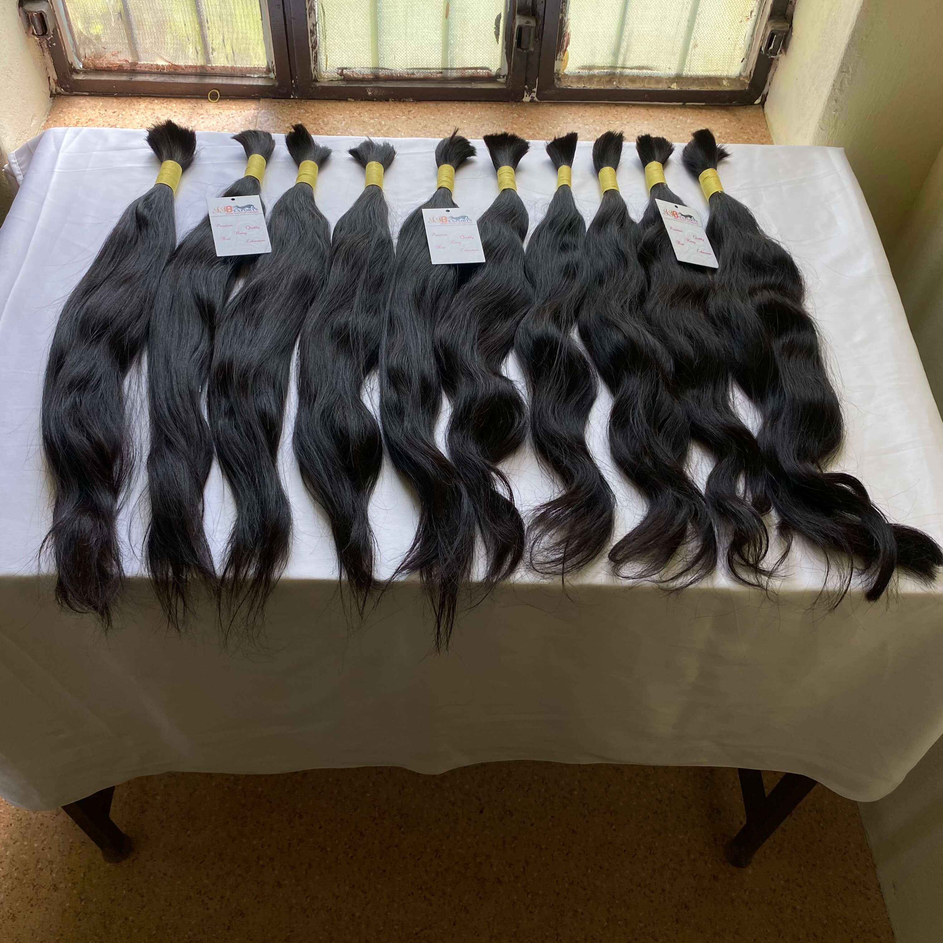 Best Quality Indian Unprocessed Raw Cuticle Aligned Remy Human Bulk Hair - Color: Natural Black