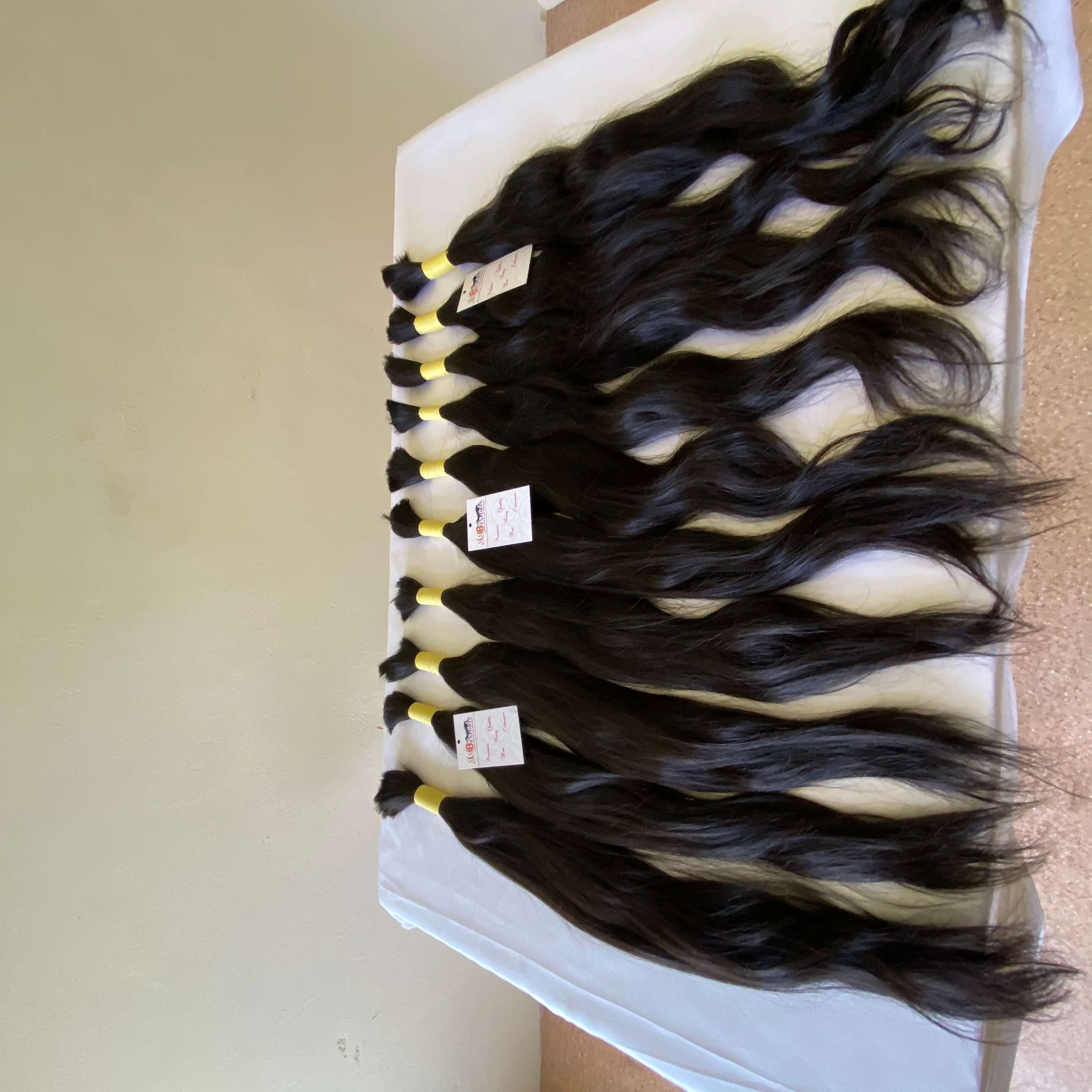 Soft & Silky 100% Raw Unprocessed Indian Virgin Bulk Remy Human Hair Extensions - Color: Natural Black