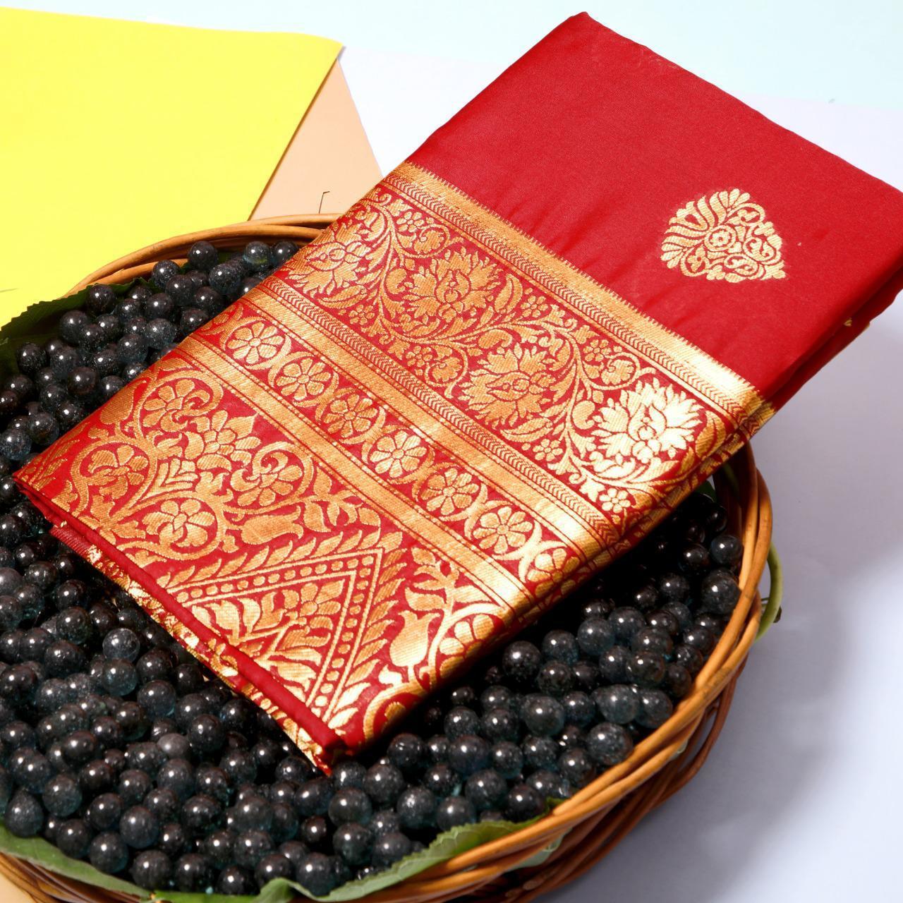 Spft Lichni Silk Saree - Soft And Silky Litchi Silk, Customized Size, 5 Colors Available | Heavy Rich Pallu, Jaqqard Blouse, Breathable And Washable