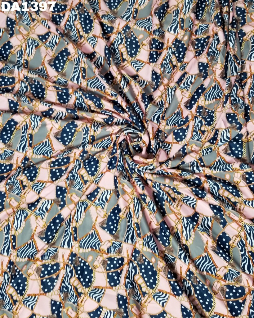 True Code Silk Digital Print Fabric - 58" Wide Fabric, Washable Material | Ideal For Garment Production, Vibrant Printed Pattern