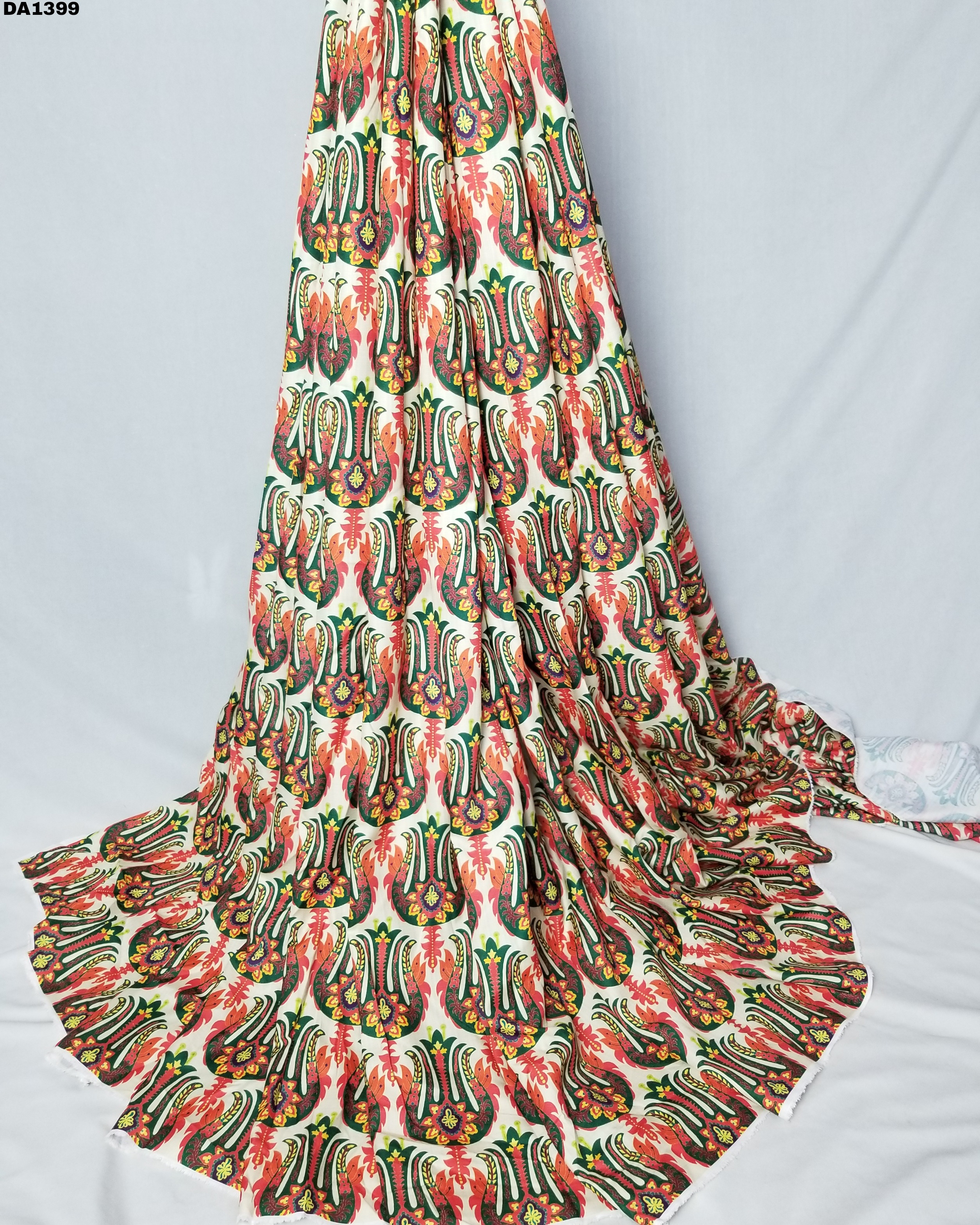 Digital Print Linen Silk Fabric - 58 Inch Width, Washable Material, Color As Shown In Images, Ideal For Garments