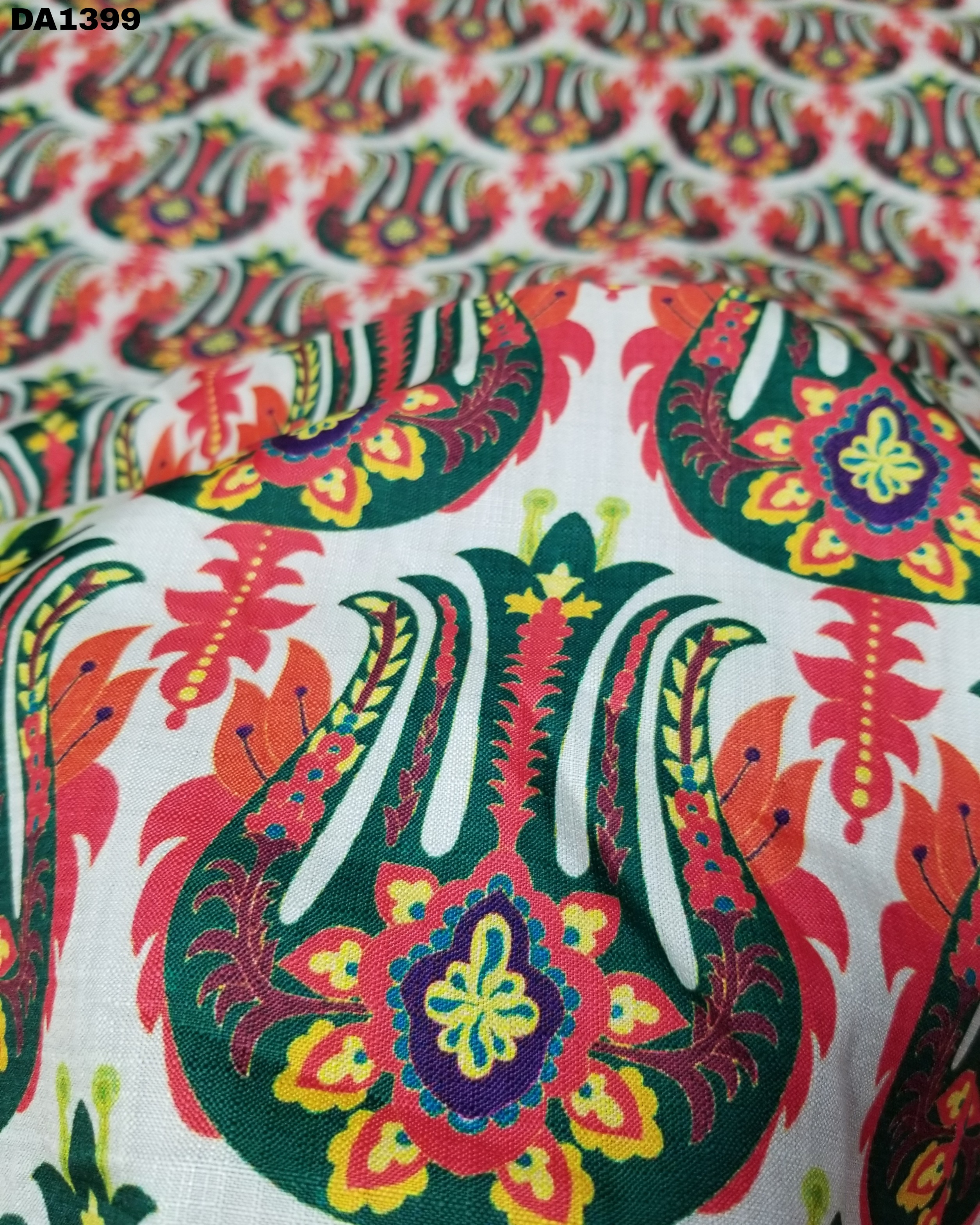 Digital Print Linen Silk Fabric - 58 Inch Width, Washable Material, Color As Shown In Images, Ideal For Garments
