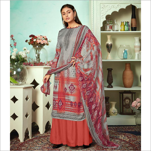 Kurta Plazzo Set - Jacquard Sirousky Diamond Print, Short Sleeves, Handwork, Washable, Available In Sizes S To Xxxl, Length 42 Inch