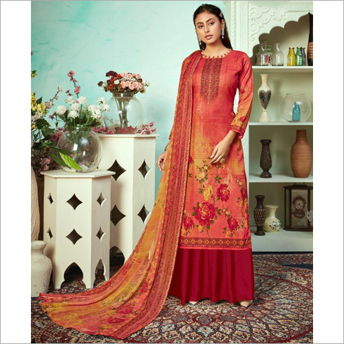 Kurta Plazzo Set - Jacquard Sirousky Diamond Print, Short Sleeves, Handwork, Washable, Available In Sizes S To Xxxl, Length 42 Inch