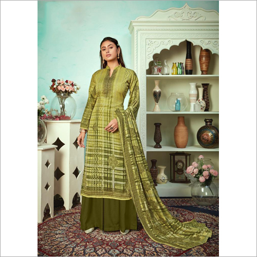Kurta Plazzo Set - Jacquard Sirousky Diamond Print, Short Sleeves, Handwork, Washable, Available In Sizes S To Xxxl, Length 42 Inch