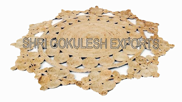 Indian Handmade Braided Jute Carpets Back Material: Woven Back