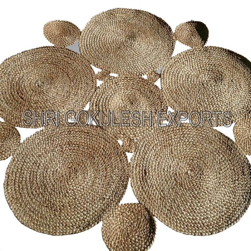 Indian Handmade Braided Jute Carpets Back Material: Woven Back