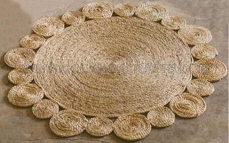 Indian Handmade Braided Jute Carpets Back Material: Woven Back