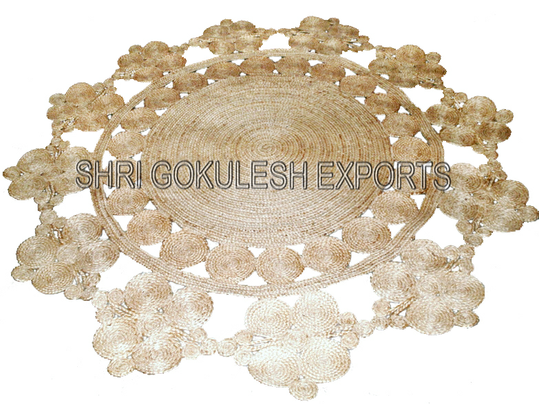 Indian Handmade Braided Jute Carpets Back Material: Woven Back