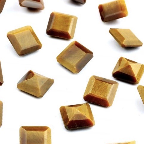 9mm Tiger Eye Faceted Square Loose Gemstones Grade: Aaa