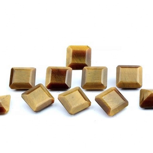 9mm Tiger Eye Faceted Square Loose Gemstones Grade: Aaa