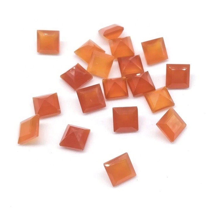 4mm Carnelian Faceted Square Loose Gemstones Grade: Aaa