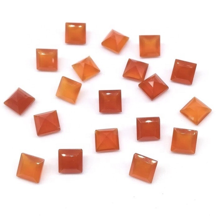 4mm Carnelian Faceted Square Loose Gemstones Grade: Aaa