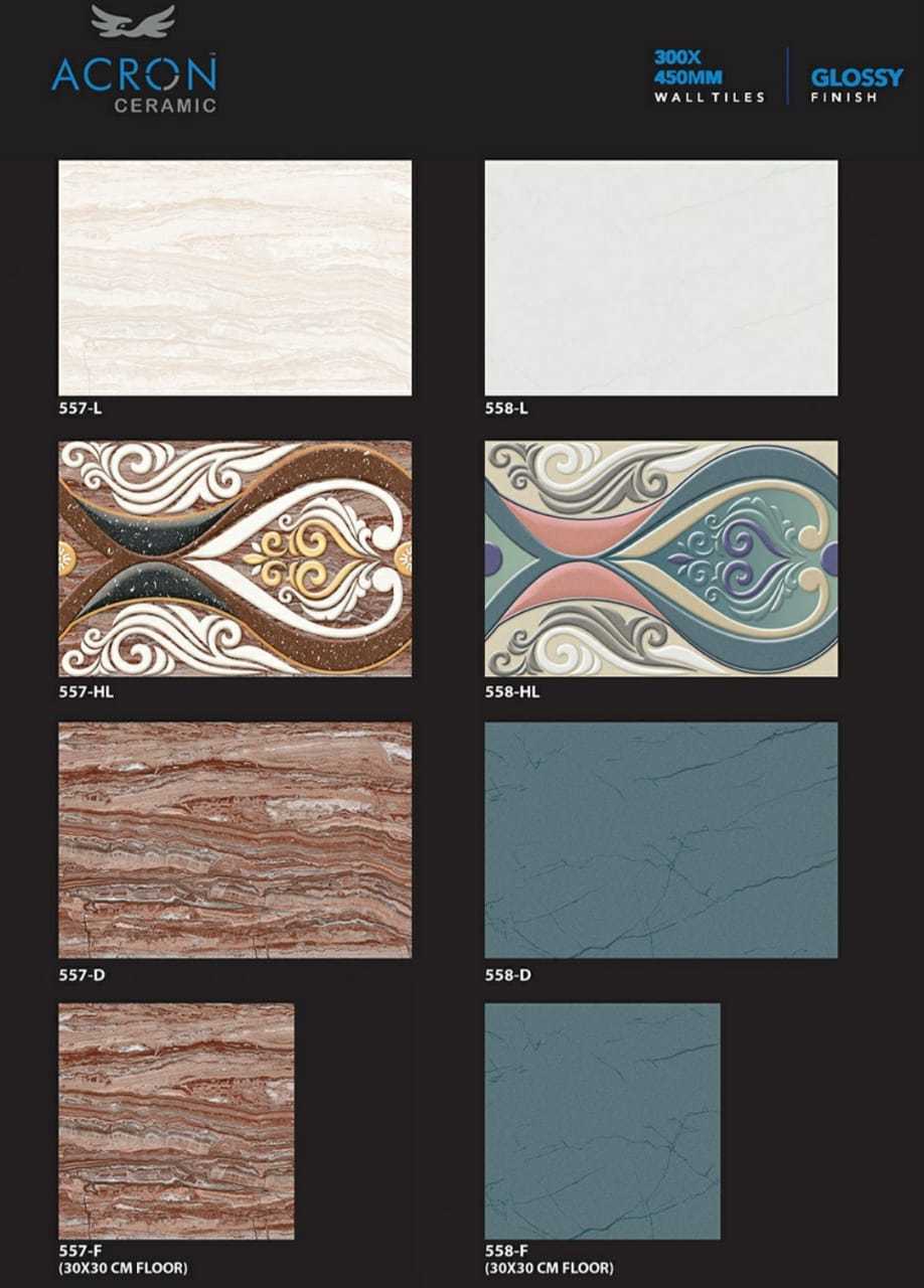 Digital Wall Tiles - Ceramic, 300x450mm, Multi Color | Acid-resistant, Antibacterial, Firebrick, Non-slip, Wear-resistant, Premium Quality