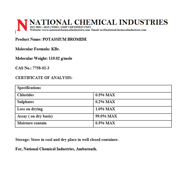 White Potassium Bromide (Technical Grade)