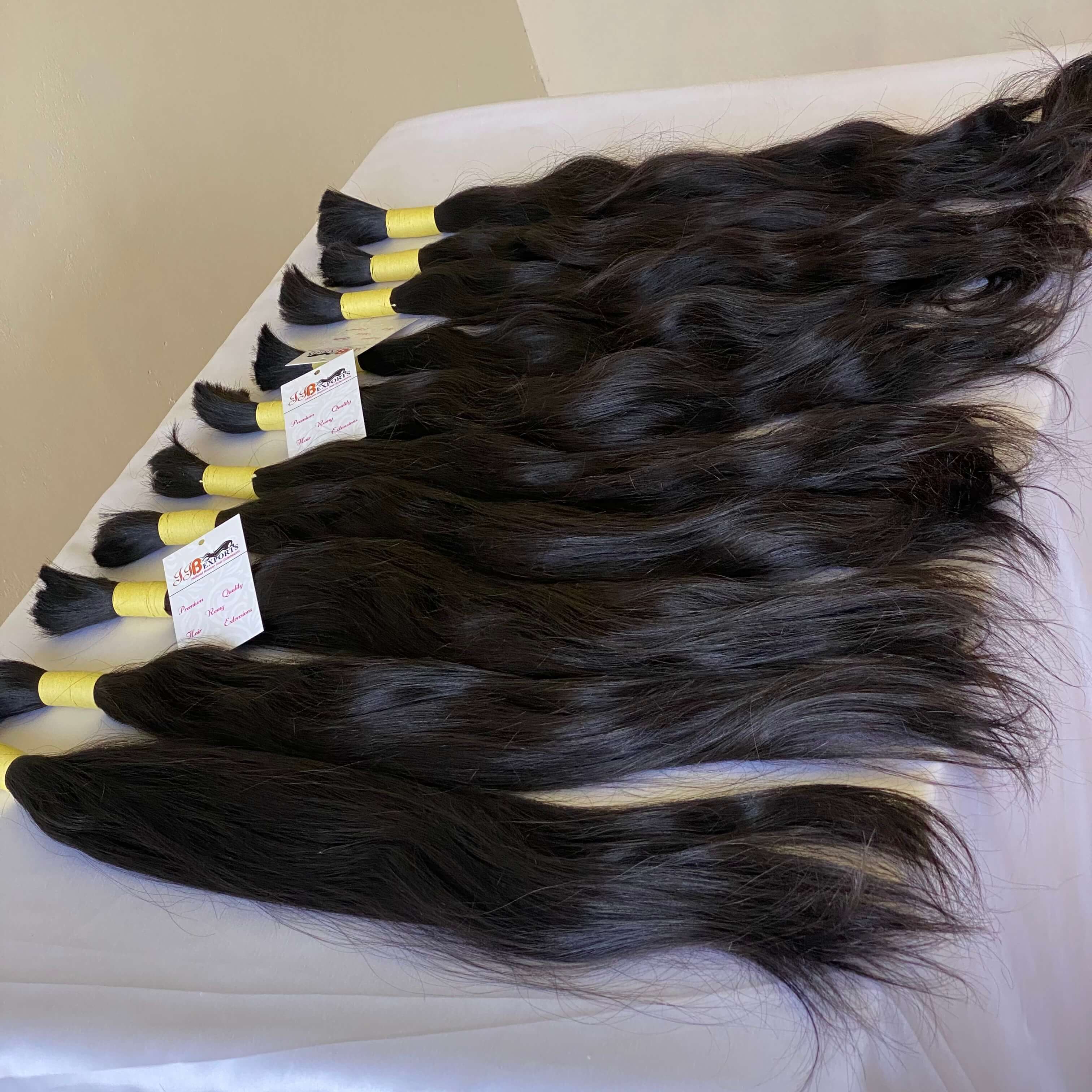 Temple Raw Unprocessed Virgin Cuticle Aligned Wavy Bulk Human Hair - Color: Natural Black