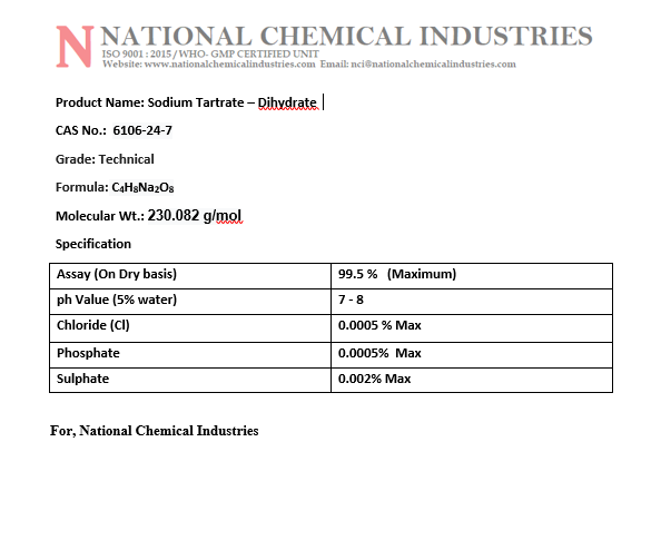 White Sodium Tartrate (Dihydrate)