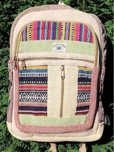 Natural Hemp Backpack - 15x18x2.5 Inches | Multiple Size Pockets, Adjustable Straps, Perfect for School and Travel