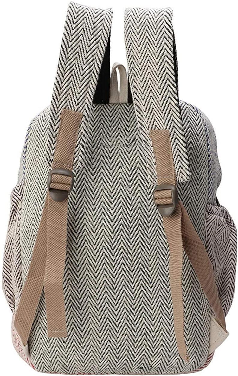 Handmade Himalayan Backpack - Natural Hemp Fabric 15x18x2.5 Inches | Versatile Design With Multiple Size Pockets Adjustable Straps Ideal For School Work Hiking And Travel
