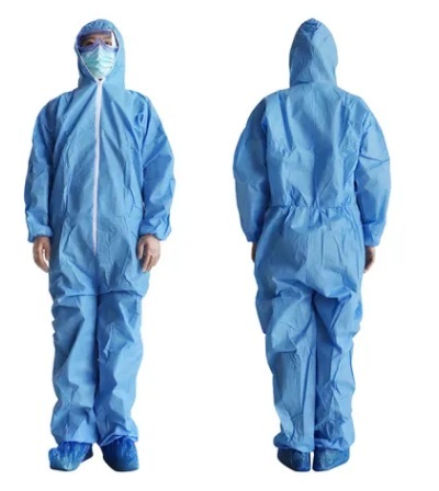 Acme Disposable Covid Coverall - Nonwoven Polypropylene, 90 Gsm Sitra Approved Fabric | Blue Color, Unisex Design With Hood And Booties