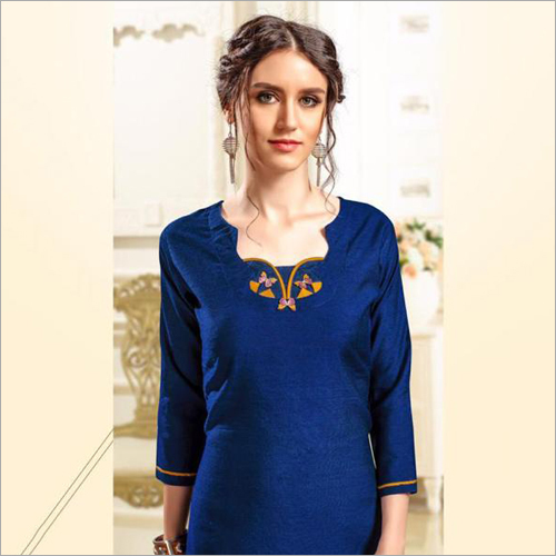 Ladies Dobby Handloom Royal Blue Color Kurti Size: Extra Large