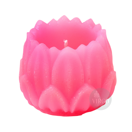 Hurricane Lotus Candle: Pink, Pack Of 2 - Paraffin Wax, 5.5 X 5.5 X 5.0 Cm, Scented Strawberry, Cotton Wick, Handmade | Ideal For Home Decoration, Parties, Weddings