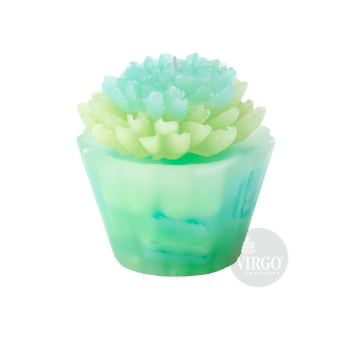 Tart Dahlia: Green, Lemon Grass - Paraffin Wax, 7.6 X 7.6 X 7.6 Cm | Handmade Votive Candle, Scented With Long Burn Time, Perfect For Gifts And Home Decoration
