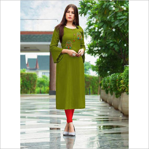 Hand Work Rayon Slub Print Kurti - Sizes: L M Xl Xxl Xxxl | Elegant Slub Print Design Comfortable Fit