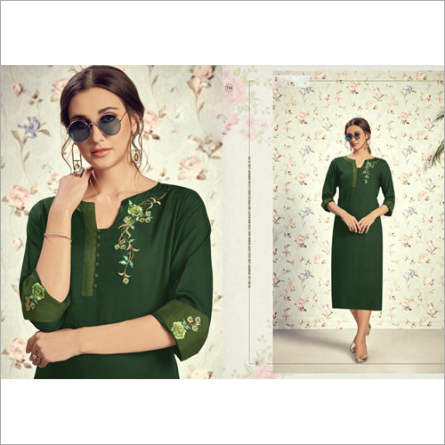 Ladies Modern Rayon Slub Kurti Size: Extra Large