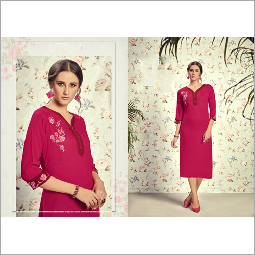 Ladies Modern Rayon Slub Kurti Size: Extra Large