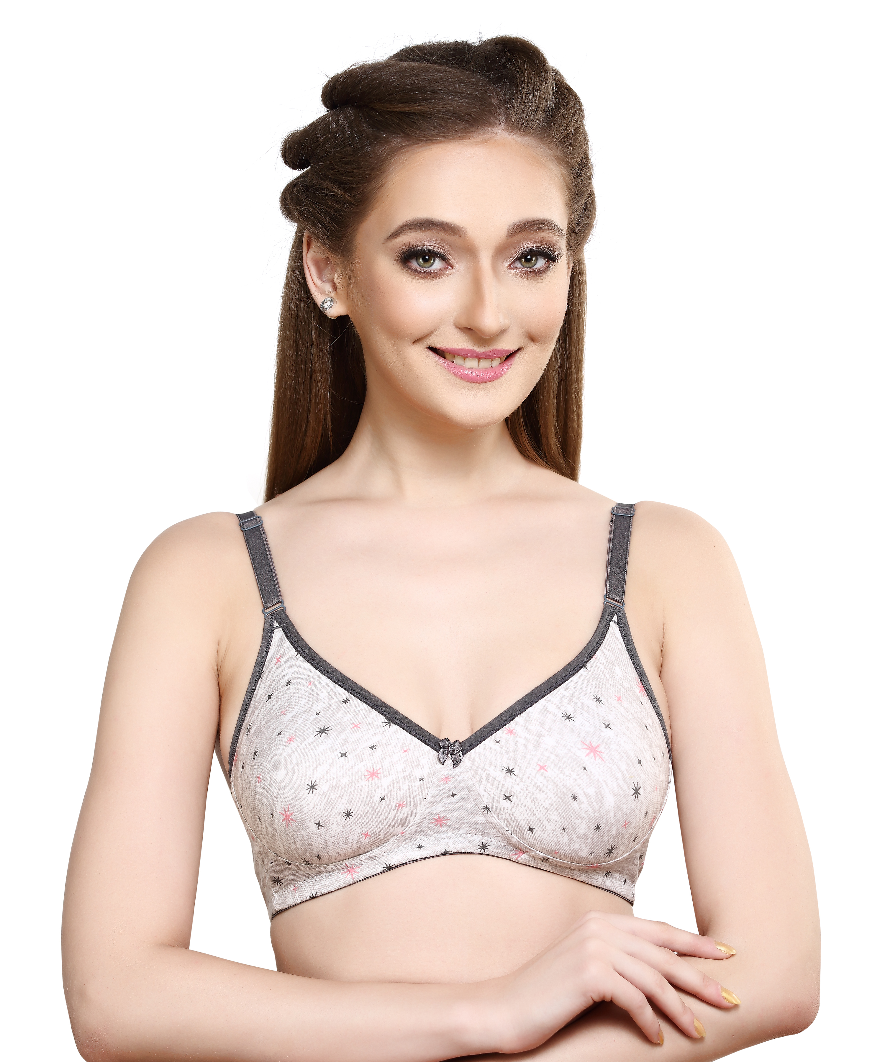 T.prt 210 - Printed Bra | Grey Color, Sizes 32b To 40b, Ideal For Girls