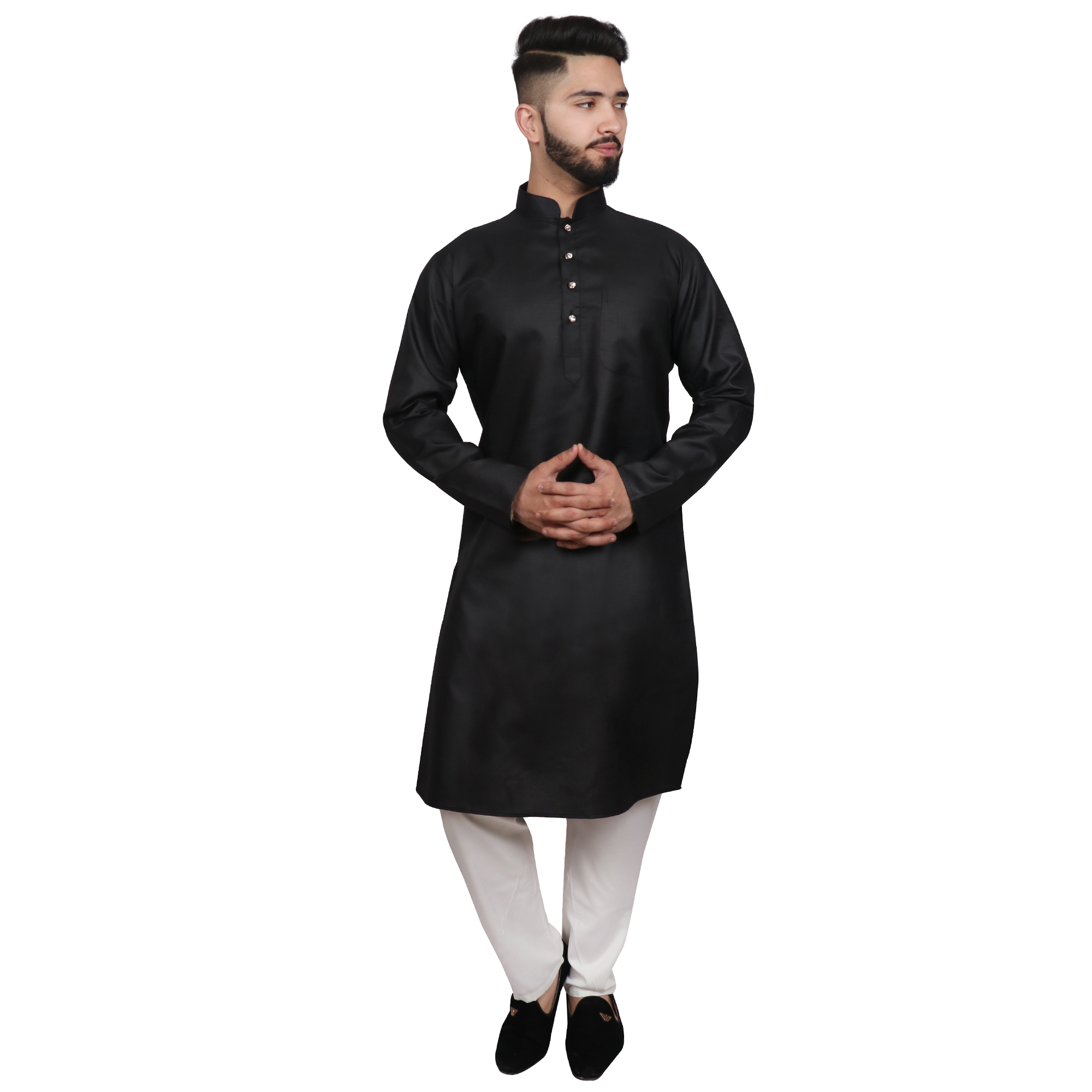 Kurta Pajama - Cotton Regular Fit, Sizes M-xxxl, Colors: B.green, Black, Yellow, Pink, Lemon, Orange, Maroon, Navy, Pista Blue, Red, Rust, S.green, Yellow | Full-sleeved, Button Closure, Perfect For Summer Wear