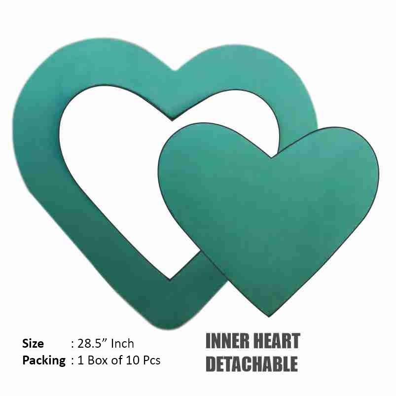 Heart Shape Floral Foam - Foam, 12" Size, Green Color | Ideal For Weddings, Parties, & Events, Holds Water For 7-8 Days, Soft & Lightweight
