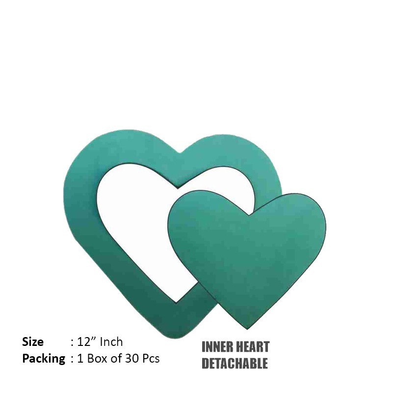 Heart Shape Floral Foam - Foam, 12" Size, Green Color | Ideal For Weddings, Parties, & Events, Holds Water For 7-8 Days, Soft & Lightweight