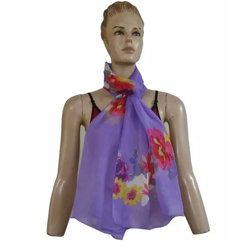 Chiffon Printed Scarves - 50x180 cm , Custom Design Options Welcome, Ideal for Daily Use, Vibrant Printed Patterns, Machine Made Craftsmanship