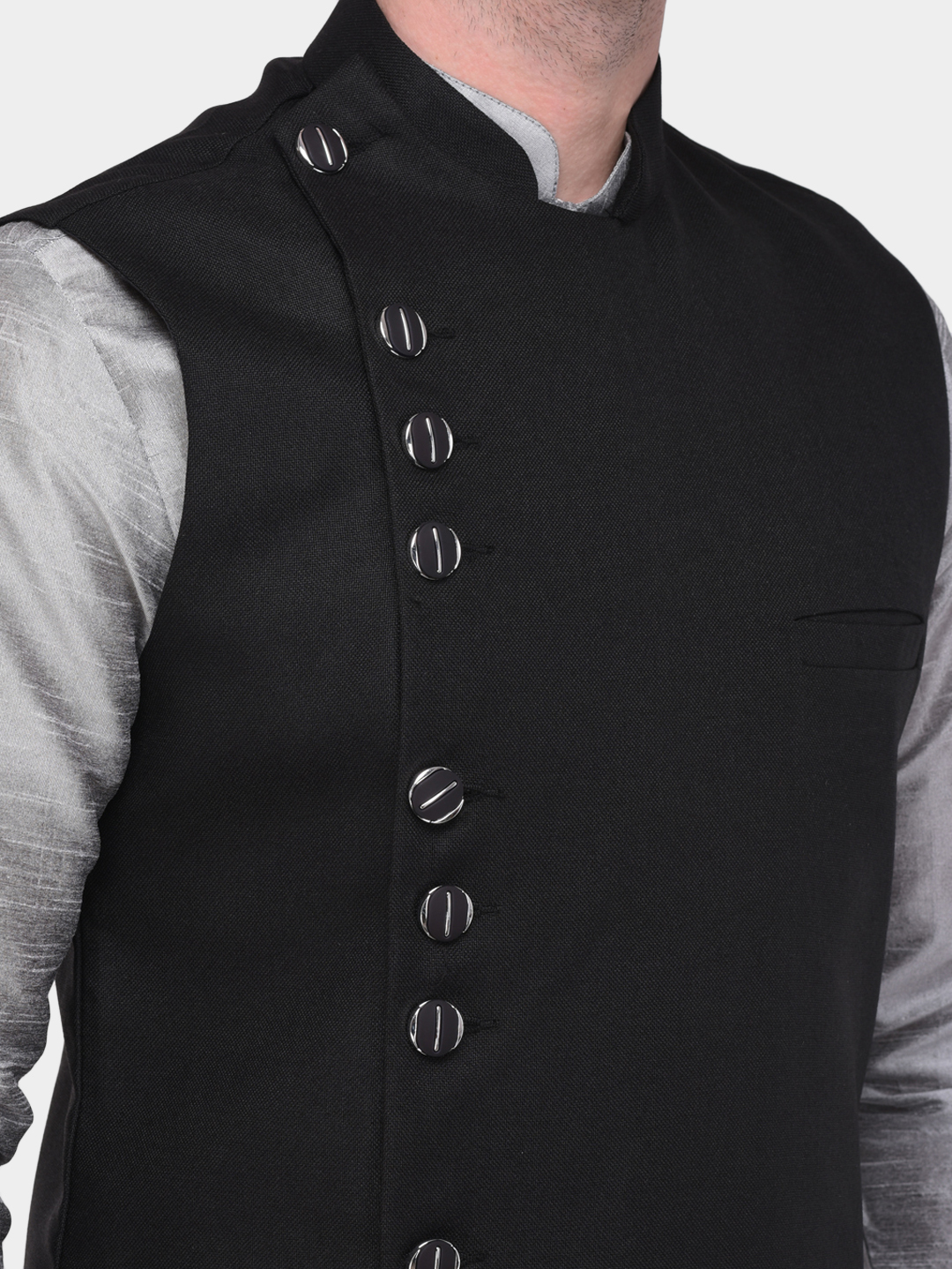 Men Waistcoat - Jute Fabric, Sizes S/m/l/xl, Colors Black, Dark Peach, Maroon, Orange, Royal Blue, Rust, Tassar | Mandarin Collar, Sleeveless, Ethnic & Casual Wear