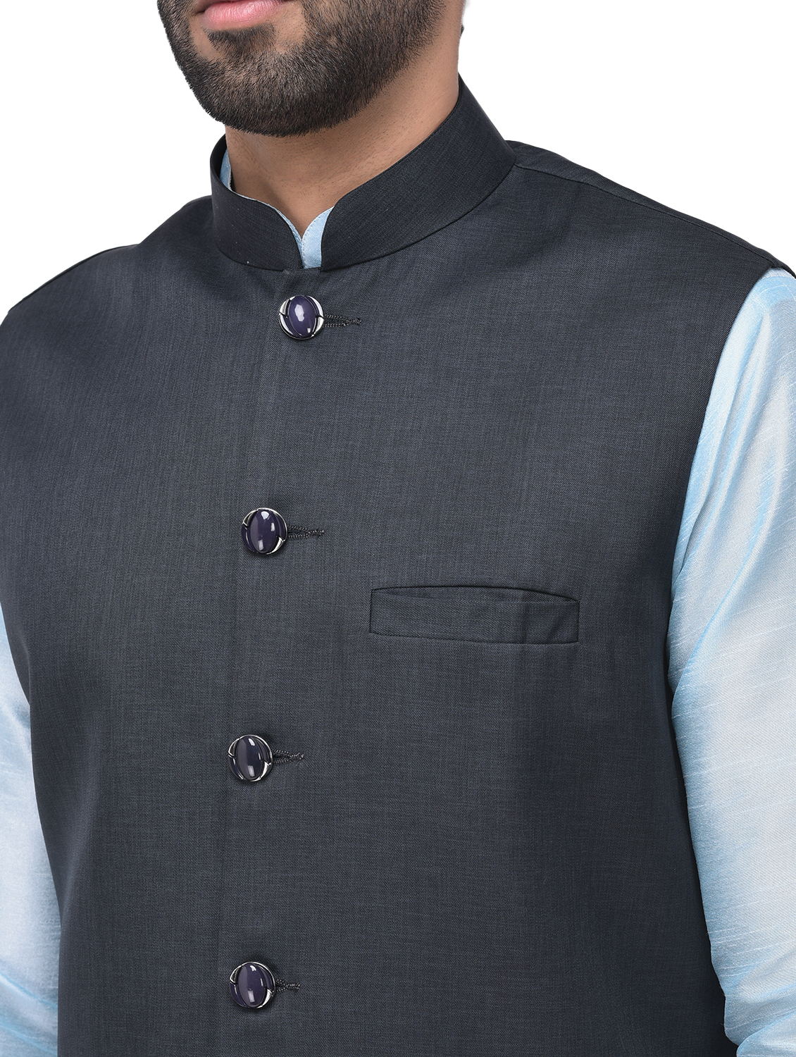 Men Ethnic Jacket - Pure Cotton, S, M, L, Xl | Sleeveless, Mandarin Collar, Black, D.pista, L.rblue, Maroon, Peach, Ideal For Casual & Party Wear