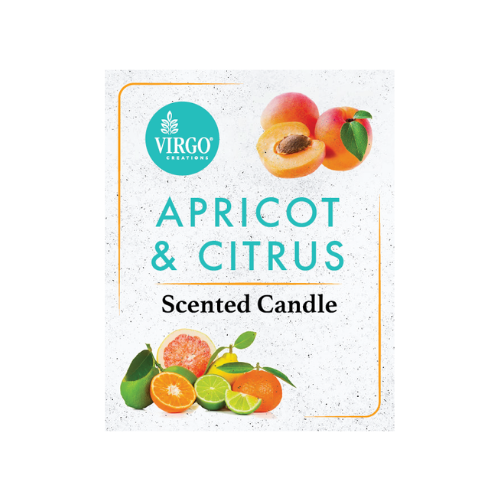 Apricot & Citrus Scented Votive - Paraffin Wax, 7.0x7.0x8.3 Inches, Orange Color | Handmade, Fruity Fragrance, Cotton Wick, Ideal For Home Decoration & Celebrations