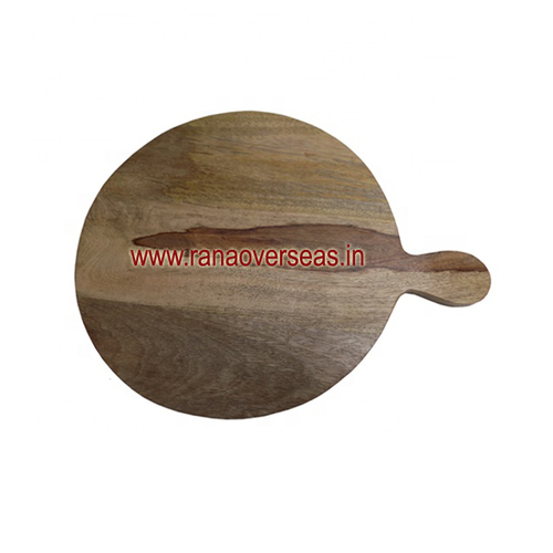 Tableware Round Shaped Wood Pizza Plate Serving Tray With Handle