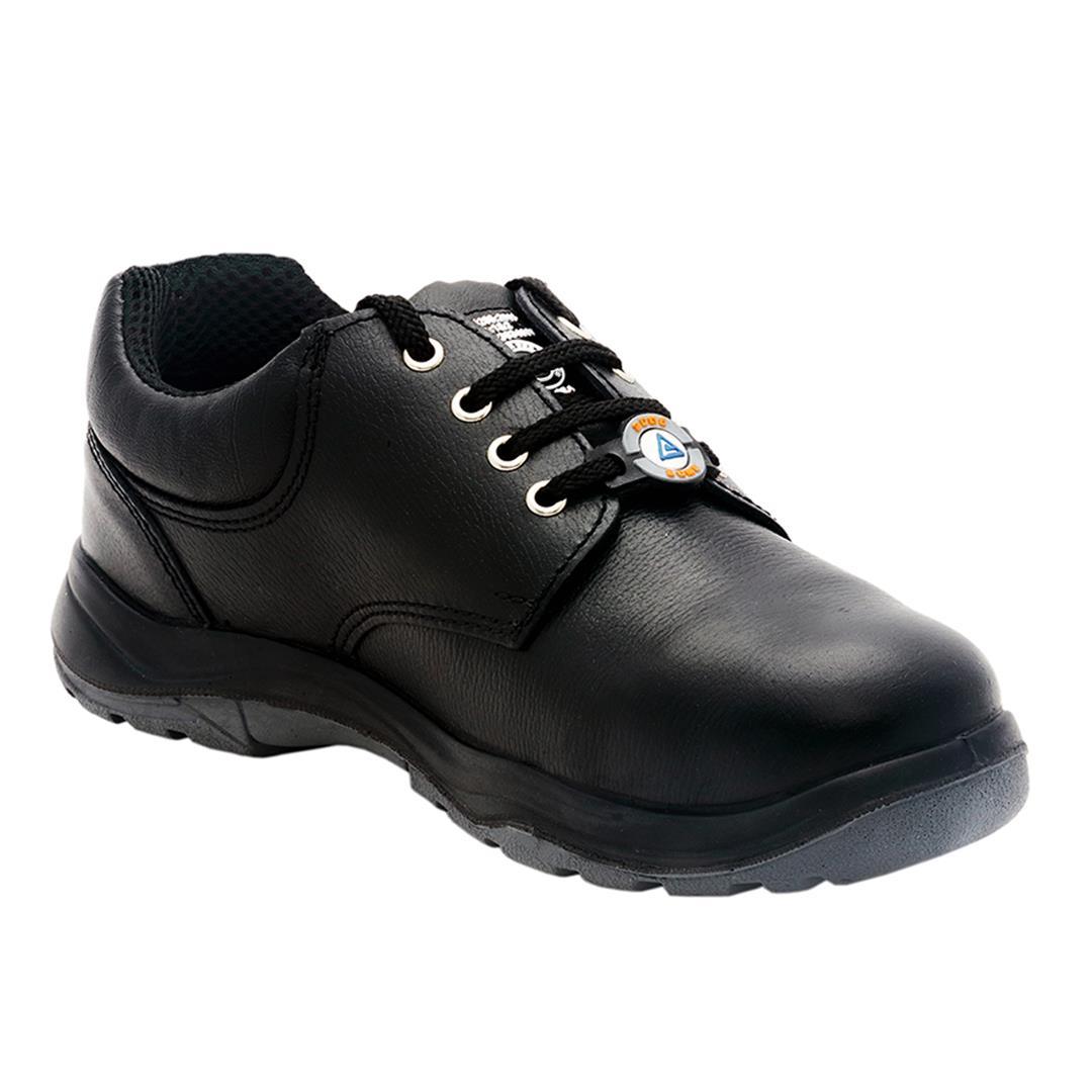 Acme Adjacent - Black Tango Grain Buffalo Leather, Sizes 39-46 | Double Density Pu Sole, Steel Toe, Anti-skid, Breathable Lining