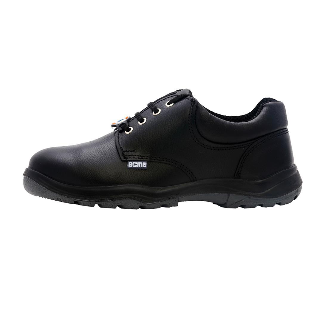 Acme Adjacent - Black Tango Grain Buffalo Leather, Sizes 39-46 | Double Density Pu Sole, Steel Toe, Anti-skid, Breathable Lining