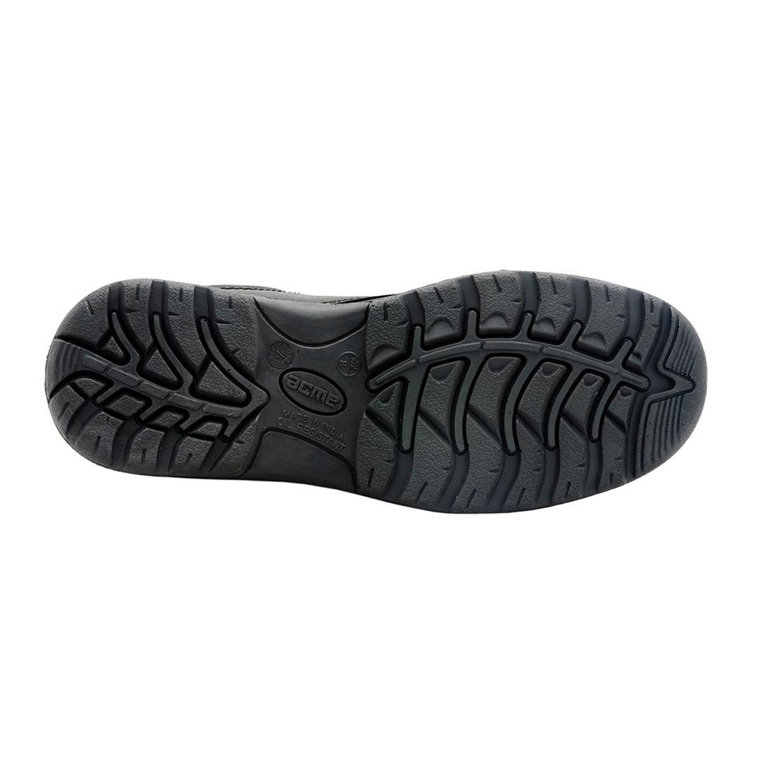 Acme Adjacent - Black Tango Grain Buffalo Leather, Sizes 39-46 | Double Density Pu Sole, Steel Toe, Anti-skid, Breathable Lining